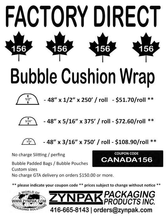 1/2" Bubble Cushion Wrap